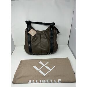 ALLIBELLE NWT High Quality Italian Leather Mohawk Hobo Sable/Black Bag Purse